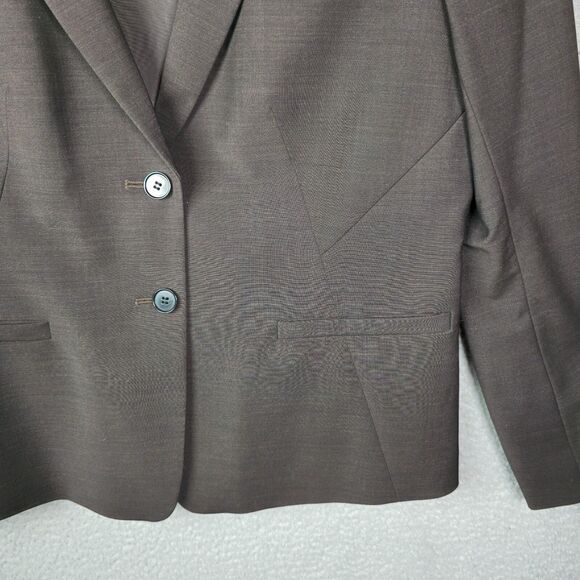 Ann Taylor Blazer Jacket Women 12 Brown Classic Career Office Wool Blend Pockets - Picture 9 of 10
